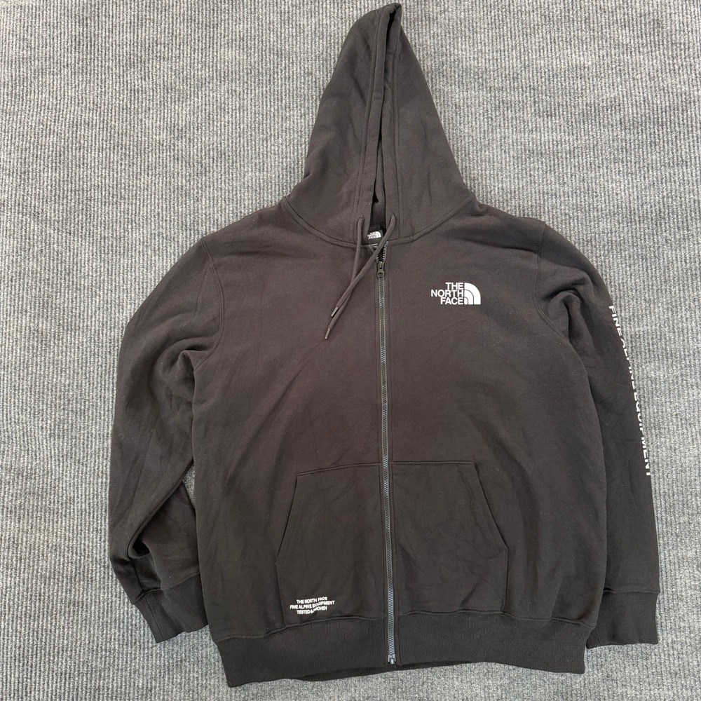 The North Face Mens Fine Alpine Full Zip Hoodie XXL Black Graphic Fleece Jacket
